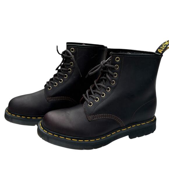 Dr Martens Combat Boot Dark Brown Leather Wintergrip Womens Size 9 Men Size 8 - Picture 1 of 11